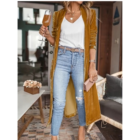 Boutique Jackets & Blazers - ❌SOLD❌ Beautiful Turmeric/ Mustard Color Velour Jacket